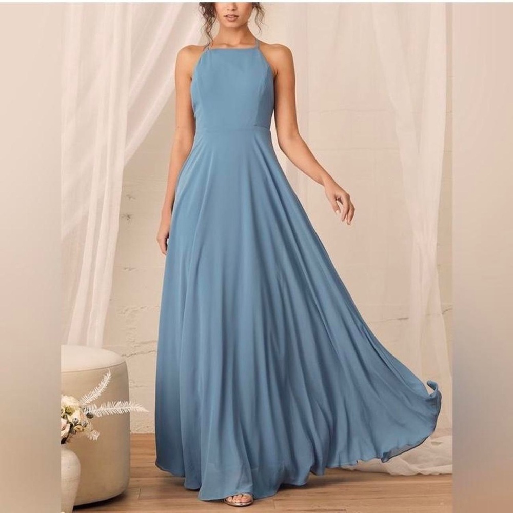 Lulus Mythical Kind of Love Slate Blue Maxi Dress